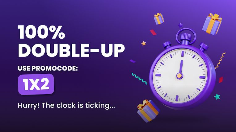 1X2: 100% Deposit Bonus up to €500